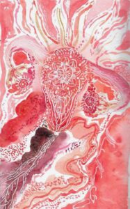 Retard de menstruation, menstruation, cycle menstruel, utérus, aquarelle